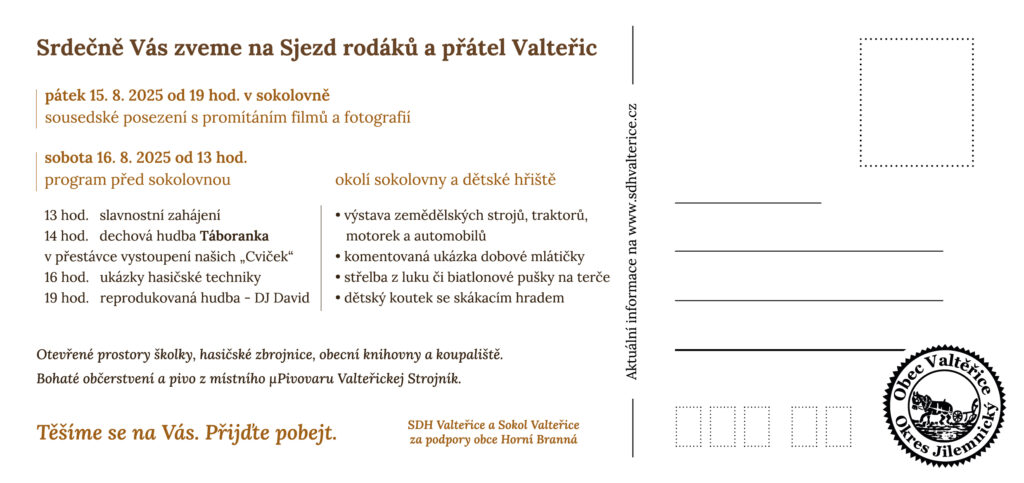 Pozvánka pohled zadní strana